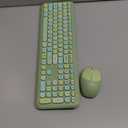 Wireless Keyboard and Mouse Combo, Colorful Ergonomic Full Size Retro LowNoise Keyboard with Cute keycaps, Compatible with Windows, PC, Perfer for Home and Office Keyboards (Green)