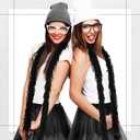 2 x Halloween Costume Set 6.6ft Feather Boas and Tutu Skirts for Women Girls Adult Halloween Cosplay Dancing Party (Black)