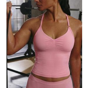 Womens Workout Tank Tops Adjustable High Impact Longline Strappy Top Sleeveless Gym Yoga Bra Camis with Removable Pads (Small, Pink)