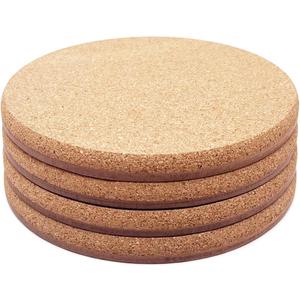 Cork Plant Coasters, Double Layers Hard Thick Cork Planter Coaster, 4 Inch Absorbent Cork Plant Mats, Cork Trivets for Hot Dishes, Cork Plant Coasters for House Plants, 4 Pcs