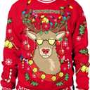 Colorful House Unisex's Ugly Christmas Jumper Sweater Printed Pullover,3D Funny Digital Print Sweatshirt Suit for Men Woman (Red Reindeer)