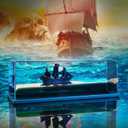 Unsinkable Black Pearl Pirate Wavey Boat Toy Model Desk Acrylic Paperweight Liquid Wave Decorations for Car Cruise Ship in a Bottle Box Toys (B-Small)