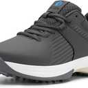 FitVille Extra Wide Men's Golf Shoes Waterproof, Professional Outdoor Spiked Golf Shoes for Men with Arch Support (Charcoal Grey, 10.5 X-Wide)