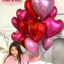 Heart Balloons XOXO Red Pink Fuchsia Mylar Heart Shaped Balloon for Valentines Day 12 Pack Foil Helium Decorations