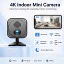 Mini Camera Wireless 4K WiFi Security Camera, Battery Powered PIR Alerts | 150° wide view for home, pet and office monitoring, 1200mAh rechargeable battery with up to 30-day standby and app control