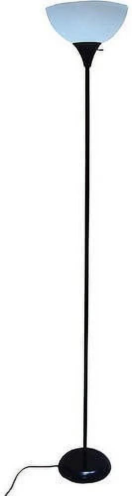 71" Modern Black Floor Lamp with 3-Way Dimming  150W Incandescent/LED Compatible, Plastic Base & Shade, Multi-Room Use (Blue)