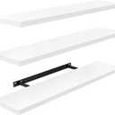 AMADA HOMEFURNISHING 23.6" L Floating Shelves, Wall Shelves Set of 3 for Bathroom/Living Room/Bedroom/Kitchen, White Floating Shelves for Wall Decor with Invisible Brackets - AMFS44W