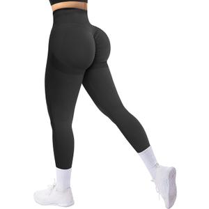 A AGROSTE Seamless Workout Leggings for Women Scrunch Butt Lifting Leggings Booty High Waisted Yoga Pants (Medium, Black)