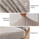 Genina 100% Waterproof Chair Covers for Dining Room Set of 6, Large Dining Room Chair Covers Protectors Stretch Kitchen Parson Chair Slipcovers for Home, Restaurant (Large, Leaves-Warm Gray)