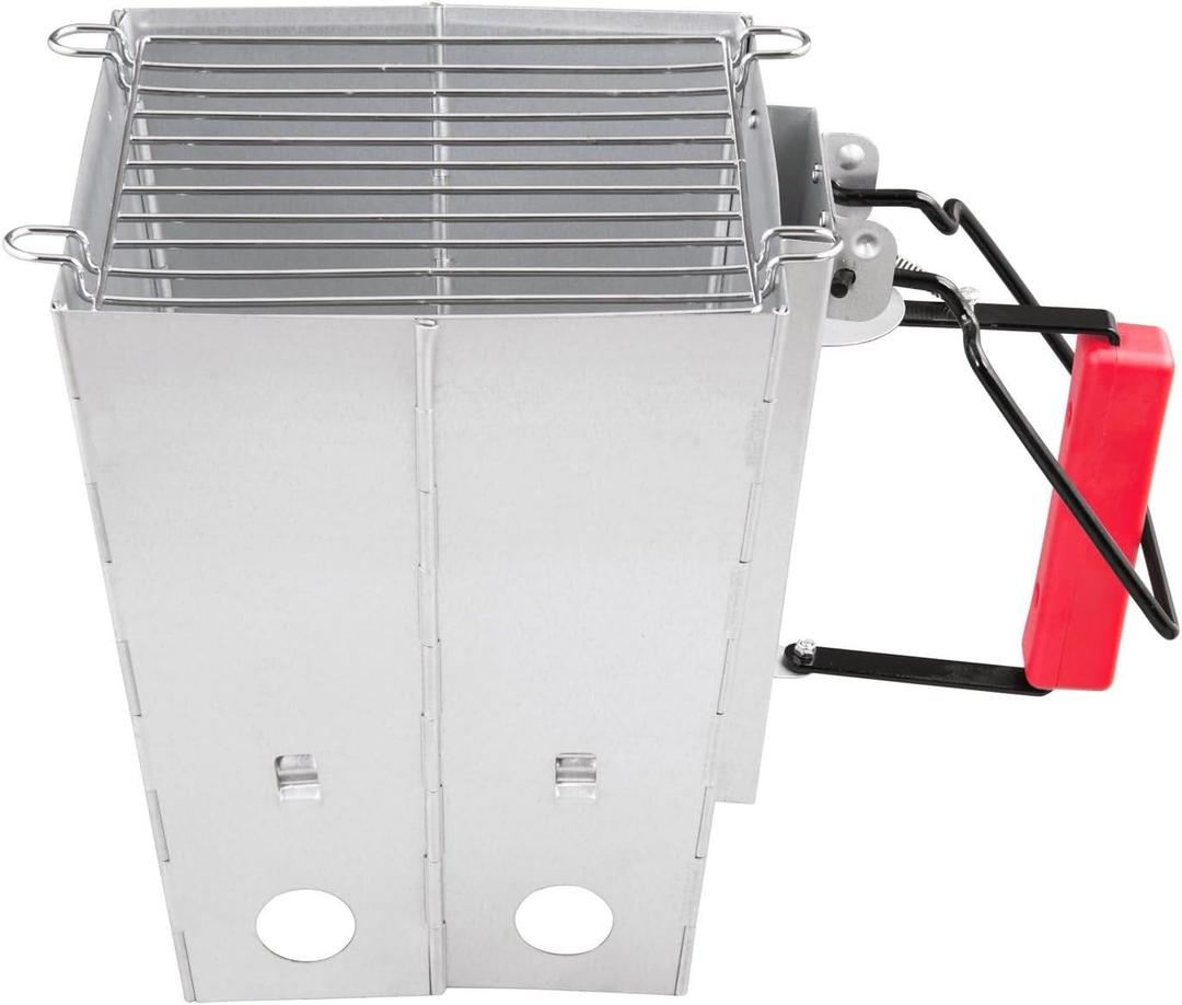 Royal Gourmet Foldable Charcoal Chimney Fire Starter Camping Grill, silver and red