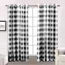 DriftAway Buffalo Plaid Blackout Curtains Black and White Farmhouse Double Layer Thermal Insulated Checkered Gingham Grommet Drapes for Living Room Bedroom 2 Panels Each 52W x 63L Black