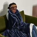 Bedsure GentleSoft Sherpa Fleece Blankets King Size for Bed - Thick and Warm, Soft Fuzzy Plush King Blanket for Winter, Navy, 108x90 Inches