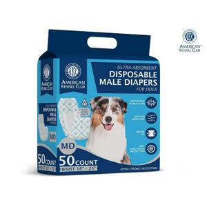 American Kennel Club Male Dog Wrap, Disposable Diapers with Wetness Indicator, Medium, 50 Count