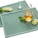 ZJWZLG Bar Mat - 18"X12"(2 Pcs) Rubber Bar Mats for Countertop & Dish Drying, Non-Slip Bartender Mat with Airflow Design for Home Bar, Cocktail Set, Kitchen & Outdoor Use (Green)