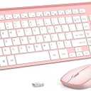 Wireless Keyboard and Mouse,2.4G Full Size and Portable Wireless Keyboard with Numeric Keyboard or Computer/Desktop/Laptop/Windows 10/8/7 -Pink