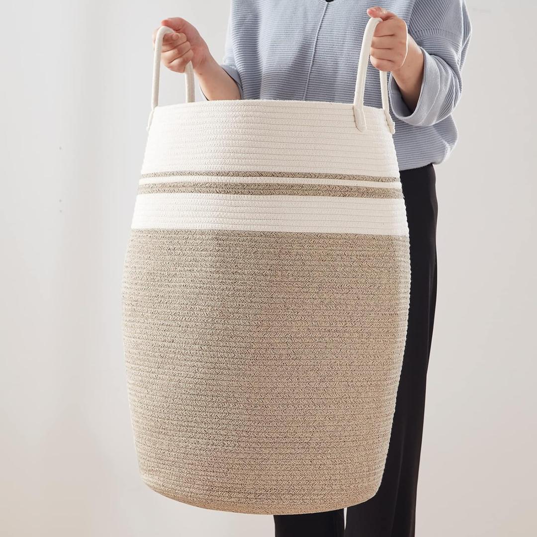 OIAHOMY Large Clothes Eco friendly Laundry Basket Beige