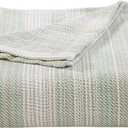 Tommy Bahama- Queen Blanket, Soft Cotton Bedding, Coastal Inspired Bedding Essentials (Sandy Shore Stripe Green, Queen)