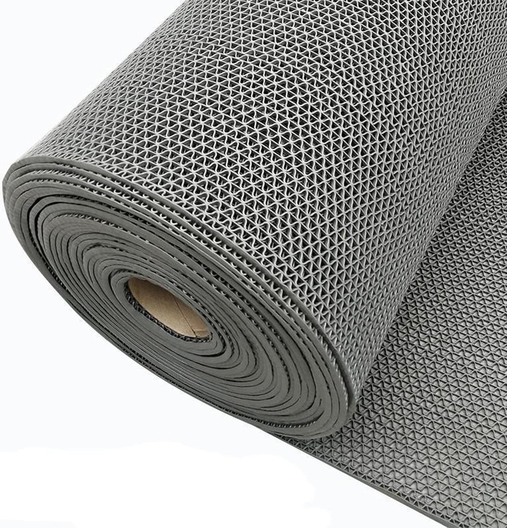 WLWLEO Drainage Flooring Mats Commercial Anti-Fatigue Rubber Matting 3x10 Ft Heavy Duty Non-Slip Floor Mats for Swimming Pool Shower Room Bathroom Garage Kitchen Patio,Gray/Grey,0.93M