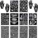 MCPINKY Henna Tattoo Stencil Kit - 283 Sheet Arabian Realistic Temporary Glitter Semi-Permanent Tattoos for Women & Girls