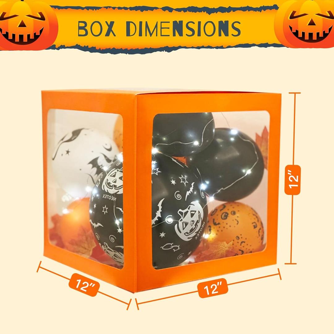 128 Pcs Halloween Party Decorations, Halloween Party Supplies - Balloon boxes, "HAPPY HALLOWEEN" Banner, "BOO" Banner, Multi Balloons, Bat Decor, Spider Wed