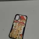 Mushroom Design Compatible with iPhone 16 Case Shock Absorbing Anti-Slip Waterproof Black Frame with Cute Soft TPU Aesthetically Artistic Acrylic Back Plate