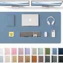 YSAGi Leather Desk Protector, Office Mat, Large Mouse Mat, Non-Slip PU Leather Blotter, Laptop Desk Pad, Waterproof Writing Pad for Office and Home (Blue, 47.2" x 23.6")