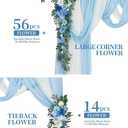 TINGE TIME Wedding Arch Flowers Kit - Deluxe 5pcs Artificial Floral Swag with 3 Sheer Drapes, Realistic Silk Flower Arrangements for Wedding Ceremony Arbor Backdrop Reception Party Home Decor
