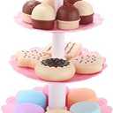 Food Pretend Play Toy Set Sweet Treats 3-Tier Colorful Cookies Desserts Tower for Kids