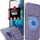 for Samsung Galaxy S20FE Case Magnetic Compatible with MagSafe Wireless Charging,with 2 Screen Protectors,Built-in Stand Ring+Camera Cover Anti-Scratch Shockproof Heavy Duty Protection Purple