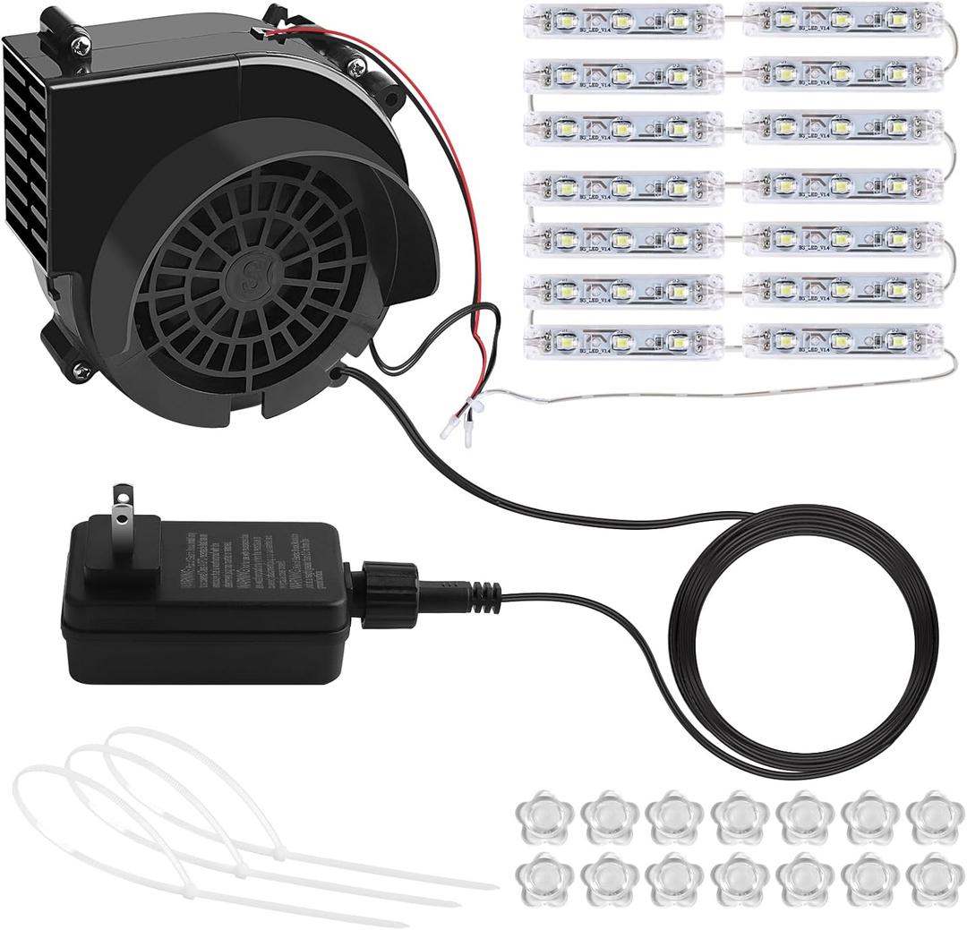 Lorvain 2.5A Replacement Air Blower for Inflatables, Replacement Inflatable Air Fan Blower with 14 White LED Lights & 12v/3A Adapter for Halloween Christmas Outdoor Inflatable Fan Blowers