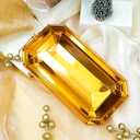 Syhood 9.5 Inch Jumbo Jewel Ornament Large Jewel Ornaments for Christmas Tree Acrylic Glitter Christmas Gem Hanging Decorations for Xmas Wedding Holiday Party Decor(Brown, Rectangle)