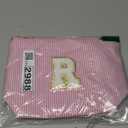 YOOLIFE Initial Makeup Bag for Girls, Travel Cosmetic Bag with Small Makeup Brush Bag Cute Makeup Bag Toiletry Travel Bag Personalized Wife Friend Gifts Makeup Birthday Gifts for Women Her Pink R