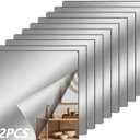 12 Pcs Flexible Mirror Sheets Stickers, Non Glass Safety Reflective Mirror, 12 x 12 in Self Adhesive Square Cuttable Mirror Wall Stickers for DIY Craft Home Wall Decoration