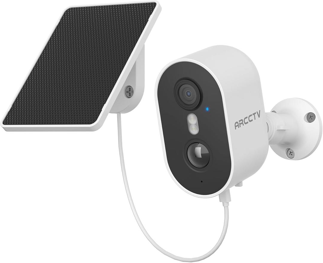 ARCCTV Security Camera Wireless Outdoor, 4MP Recharge Battery Powered WiFi Camera with Solar Panel, Motion Detection, Color Night Vision, 2-Way-Audio, 2.4G/5G Dual Band WiFi