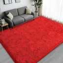 Large Area Rugs for Living Room Bedroom, 4x6 Feet Red Fluffy Shag Rugs, Ultra Soft Shaggy Plush Fuzzy Modern Indoor Throw Floor Carpet for Kids Girls Boys Dorm Nursery Home Decor Aesthetic