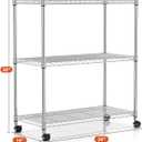 Simple Deluxe 3-Tier Heavy Duty Storage Shelves 750Lb Capacity, 24.02" D x 13.78" W x 29.92" H Adjustable Shelving Unit with Wheels, Chrome