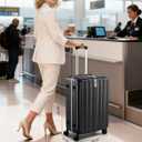 Hanke 26 Inch Large Checked Luggage PC Hard Shell Luggage Top Opening Travel Luggage Suitcases with Wheels for Woman Men.(Jet Black)