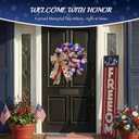 250th Anniversary Patriotic Wreaths for Front Door, 24 Inch Large 4th of July Decorations, Handcrafted Ribbon Burlap Bow, Red White and Blue Memorial Day Wreath with Lights & Storage Bag