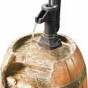 7 x Teamson Home Vintage Barrel Waterfall Fountain with Pump for Outdoor Patio Garden Backyard Decking, 33 Inch Height, Wood