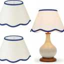 VIHOSE 9.4'' Bottom x 5.9'' High x 5.1'' Top Set of 2 Beige Lamp Shade with Petal Edge, Fabric Chandelier Scalloped Lampshade, for Floor Wall Lamps Table Bedroom Living Room(Navy Blue Edge), 9.53 Inches X 7.01 Inches