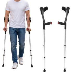 PEPE Mobility Forearm Crutches for Adults (x2 Units) Open Cuff
Adjustable Height, Aluminium, Lightweight Elbow Crutches, Black, Made in Europe