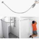 Tanxih Corner Shower Curtain Rod Adjustable Stainless Steel L Shaped Rack Drill Free Install for Bathroom, Bathtub, Clothing Store (35.5"-51.2" x 35.5"-51.2")