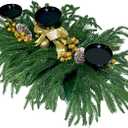 27.6" Christmas Centerpiece Christmas Candle Holders Table Decorations with Golden Glitter Bow Berries Pine Cones Norfolk Garland Lights Xmas Table Centerpiece for Home Mantel Tabletop Decoration