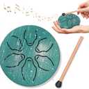 Rain Drum for Outside Garden, 3 Inch 6 Notes Steel Tongue Drum Rain Chime, Chakra Drum for Rain with music book (Green)