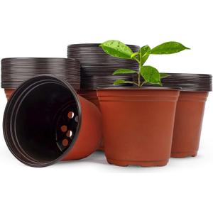 100 PCS Plastic Nursery Pots 6 Inch Seed Starting Pots for Succulents, Seedlings, Cuttings, Transplanting