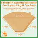 BYKITCHEN 400PCS #4 Cone Coffee Filters Fits 8-12 Cup & 14 Cup Coffee Makers, Size 4 Unbleached Disposable Coffee Filter Paper, Compatible with Ninja, Cuisinart 12-Cup/ 14-Cup & Drip Coffee Machine