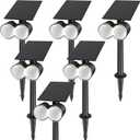 Barrina Solar Spotlights Outdoor Waterproof, 360 Horizontal Adjustable Outdoor Spot Lights, 6500k 3 Modes, 24 LEDs Solar Flag Light for Landscape Garden Yard Pathway, Auto On/Off, 6 Pack (White)