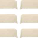 BRILLMAX 6 Pack Beige Tablecloths for 8 Foot Rectangle Tables 90 x 156 Inch - 8ft Rectangular Bulk Linen Polyester Fabric Washable Cloth Cover for Wedding Reception Banquet Birthday Party
