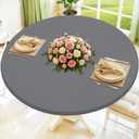 Moosfor Round Spandex Tablecloth, Elastic Fitted Waterproof Tablecloths for 45"-56" Tables, Stretch Washable Picnic Table Cover for Camping, Dining, Indoor and Outdoor, Grey