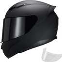 Full Face Motorcycle Helmet WS-607 DOT Approved Motorbike Racing Street Bike Helmets for Adults with Visor (X-Large, Flat black BB)